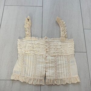 Edikted Cream Ruffle Lace Blouse